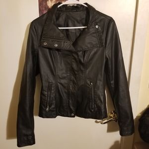 Black Bridget Bailey Faux Leather Jacket Sz Medium